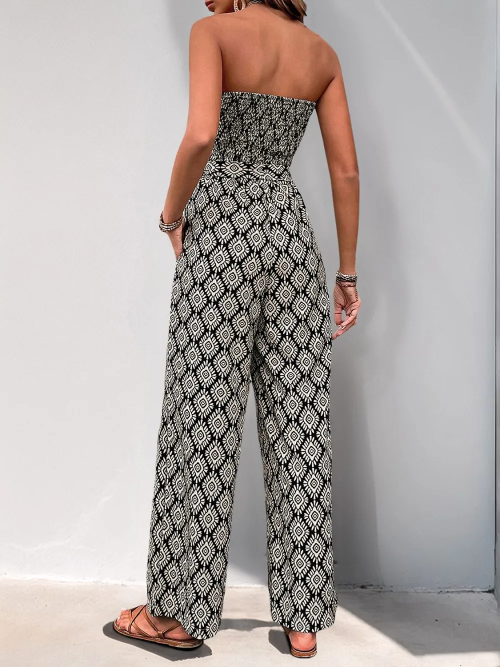 Smocked Sleeveless Jumpsuit