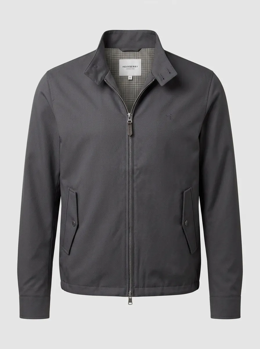 Men's Casual Plaid Lining Zip-up Harrington Jacket