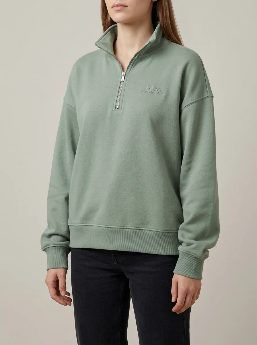 Women's Outdoor Hiking Minimalist Mountain Printed Quarter Zip Sweatshirt