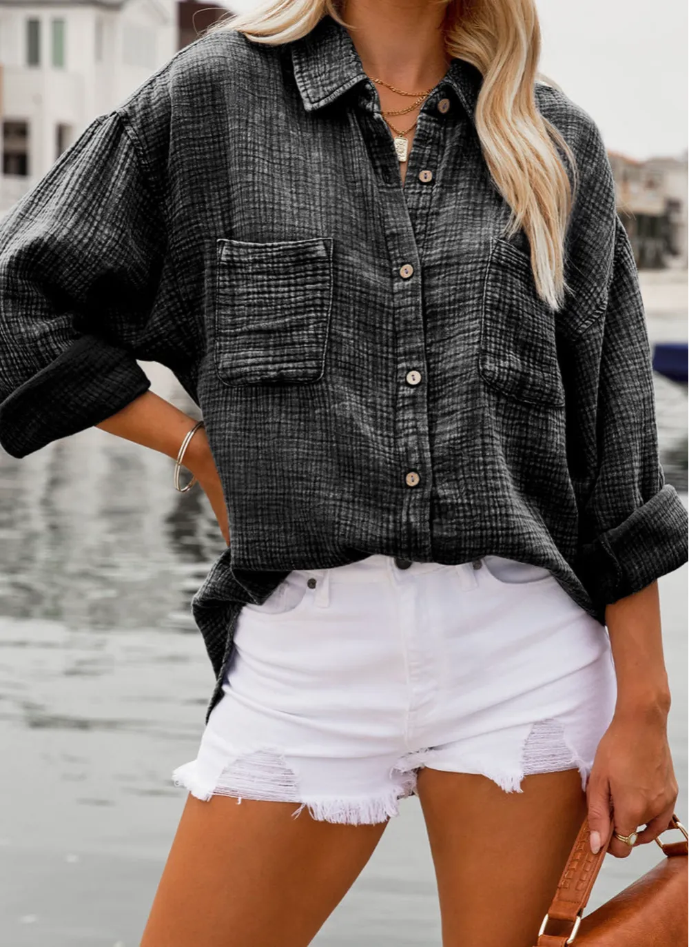 Crinkle Texture Textured Blouse