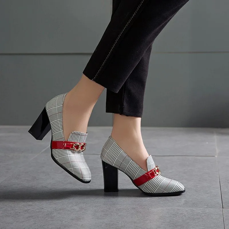 Square Toe Chunky Heel Office Ready Everyday Pumps