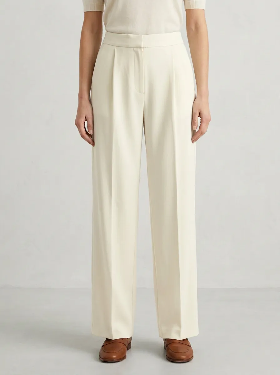 Refined Design Pleated Wide-Leg Trousers