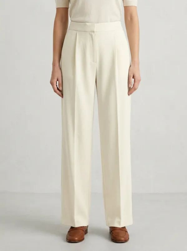 Refined Design Pleated Wide-Leg Trousers