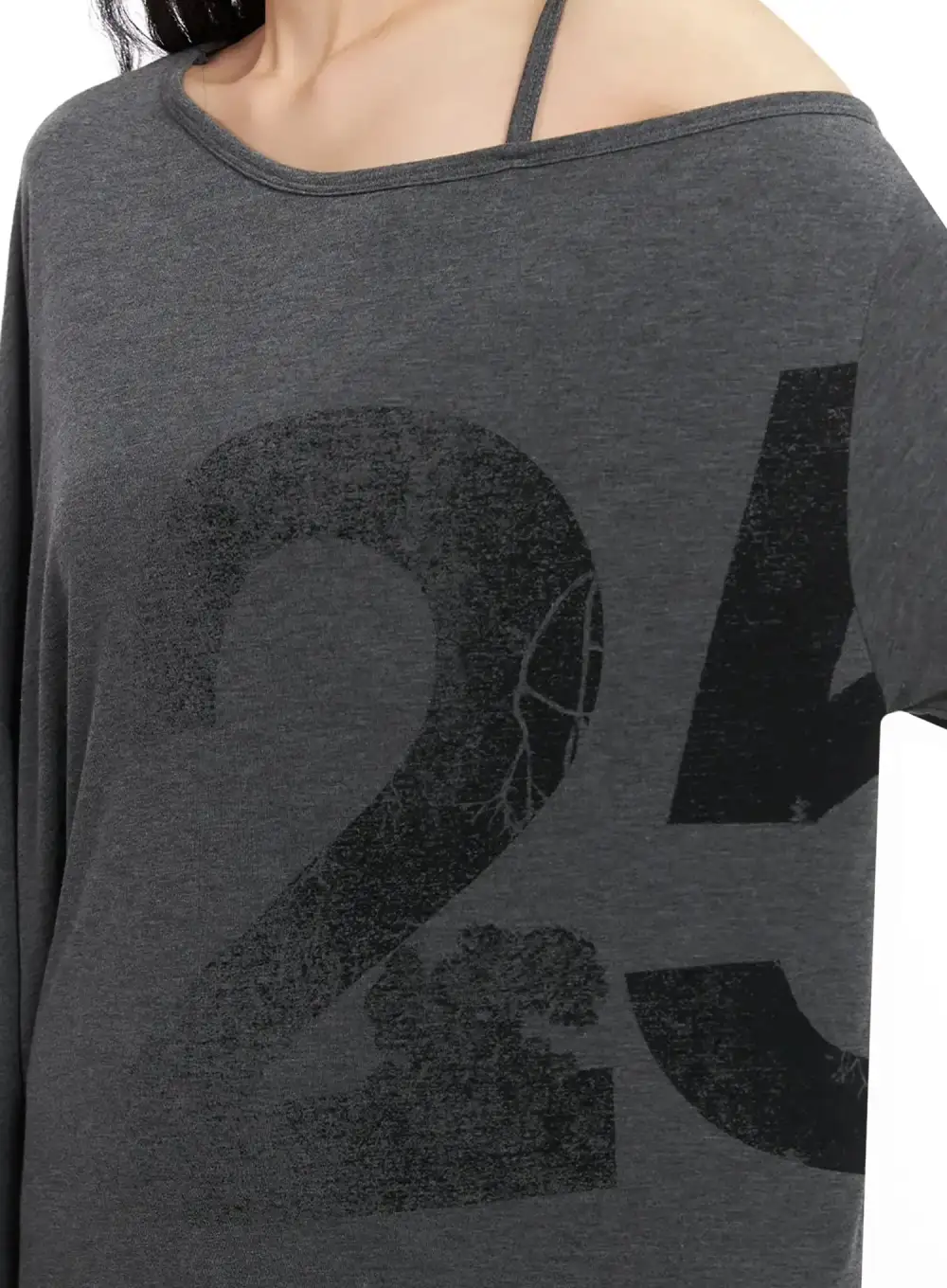 Casual Graphic Long Sleeve Off-Shoulder Top
