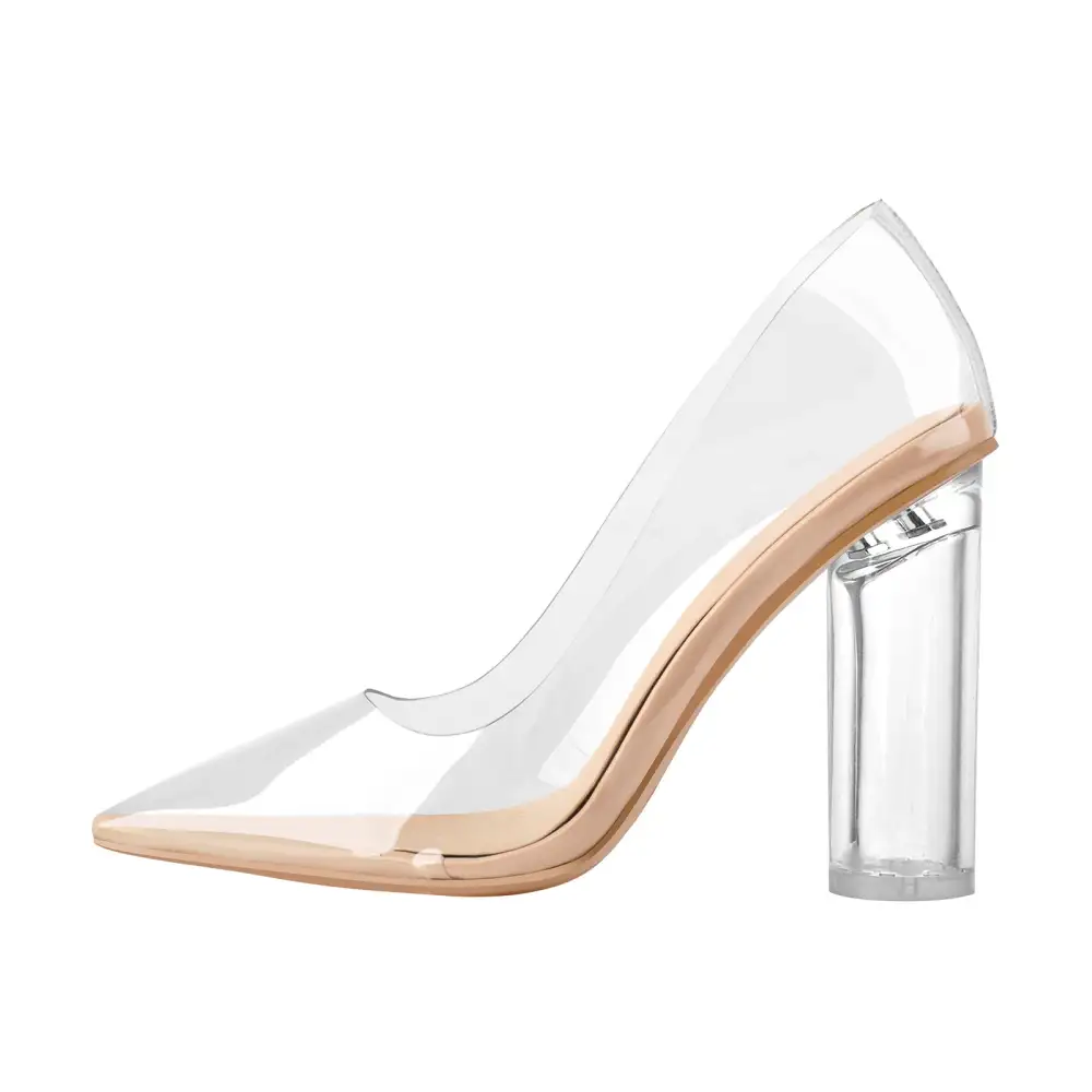 Pointed Toe Transparent Heel Pumps