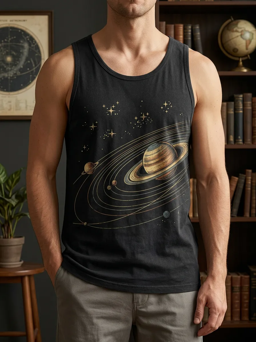 Men's Astronomy Saturn Planet Stars Tank Top