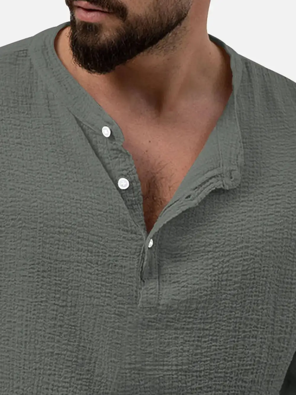 Linen Look Henley Loungewear Set