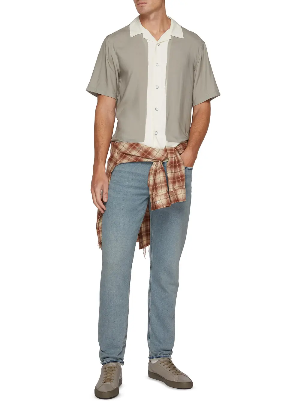 Simple Straight-Cut Soft Light Blue Cottom Jeans
