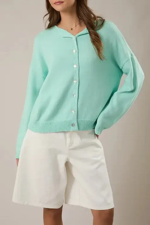 Mint Green Button Front Cardigan