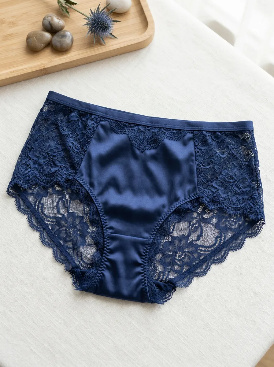 Women's Classic Satin Floral Lace Trimmed Panties