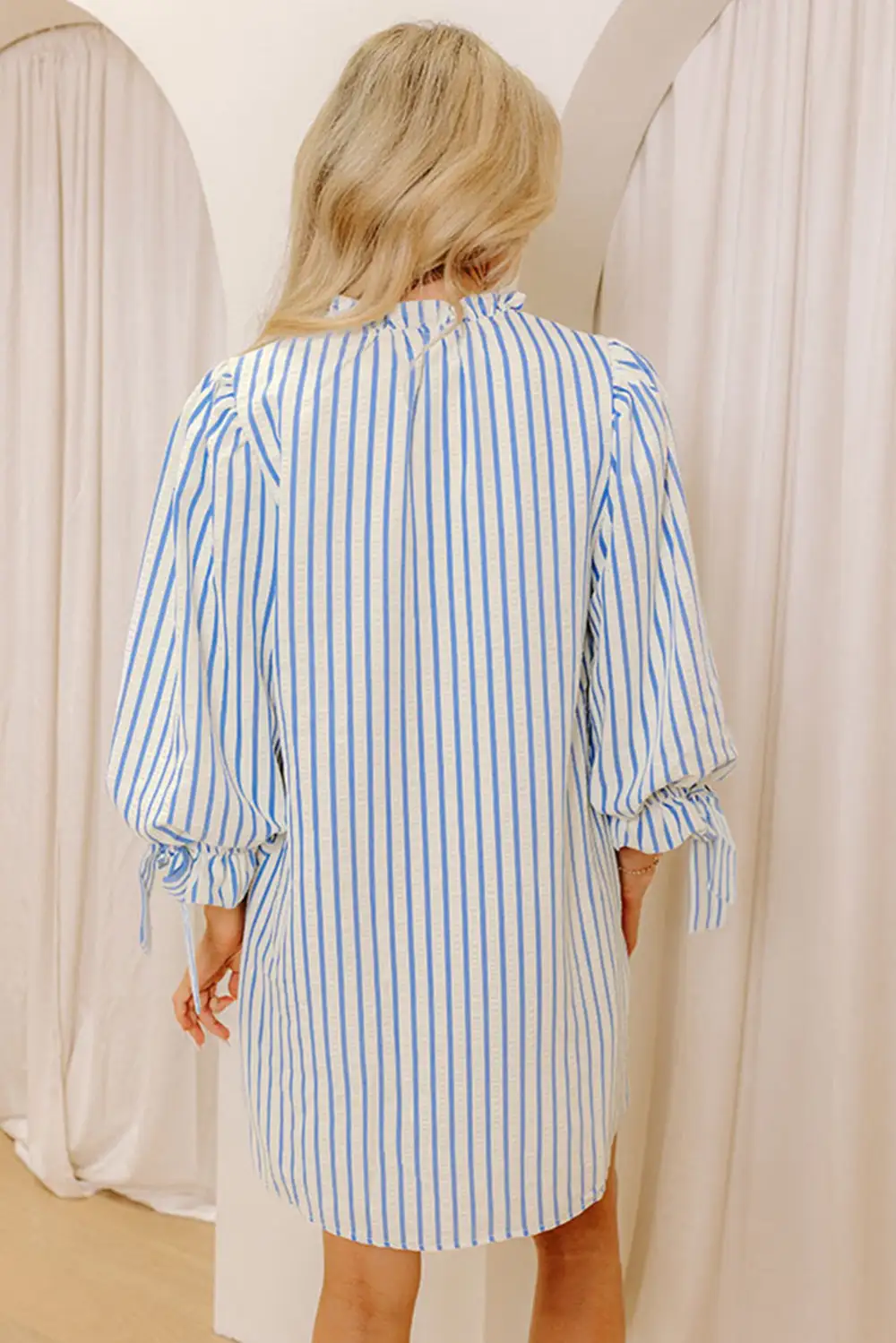 Striped Tie Detail Shift Mini Dress