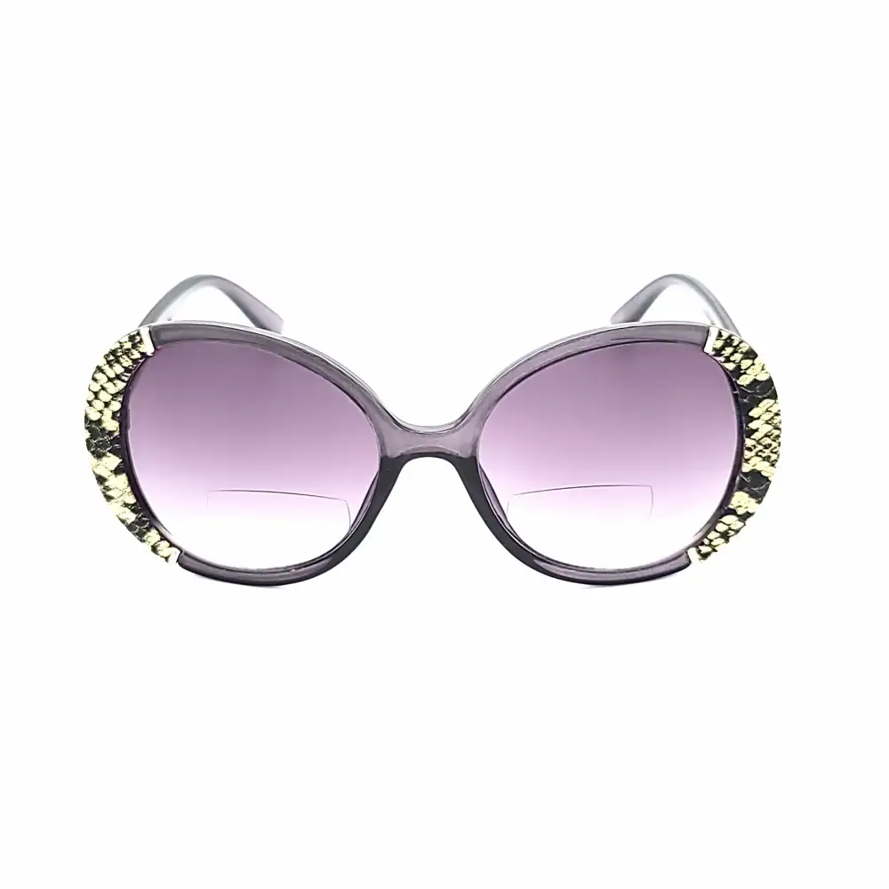 Women's Large Snake Print Round Bifocal Reading Sunglasses