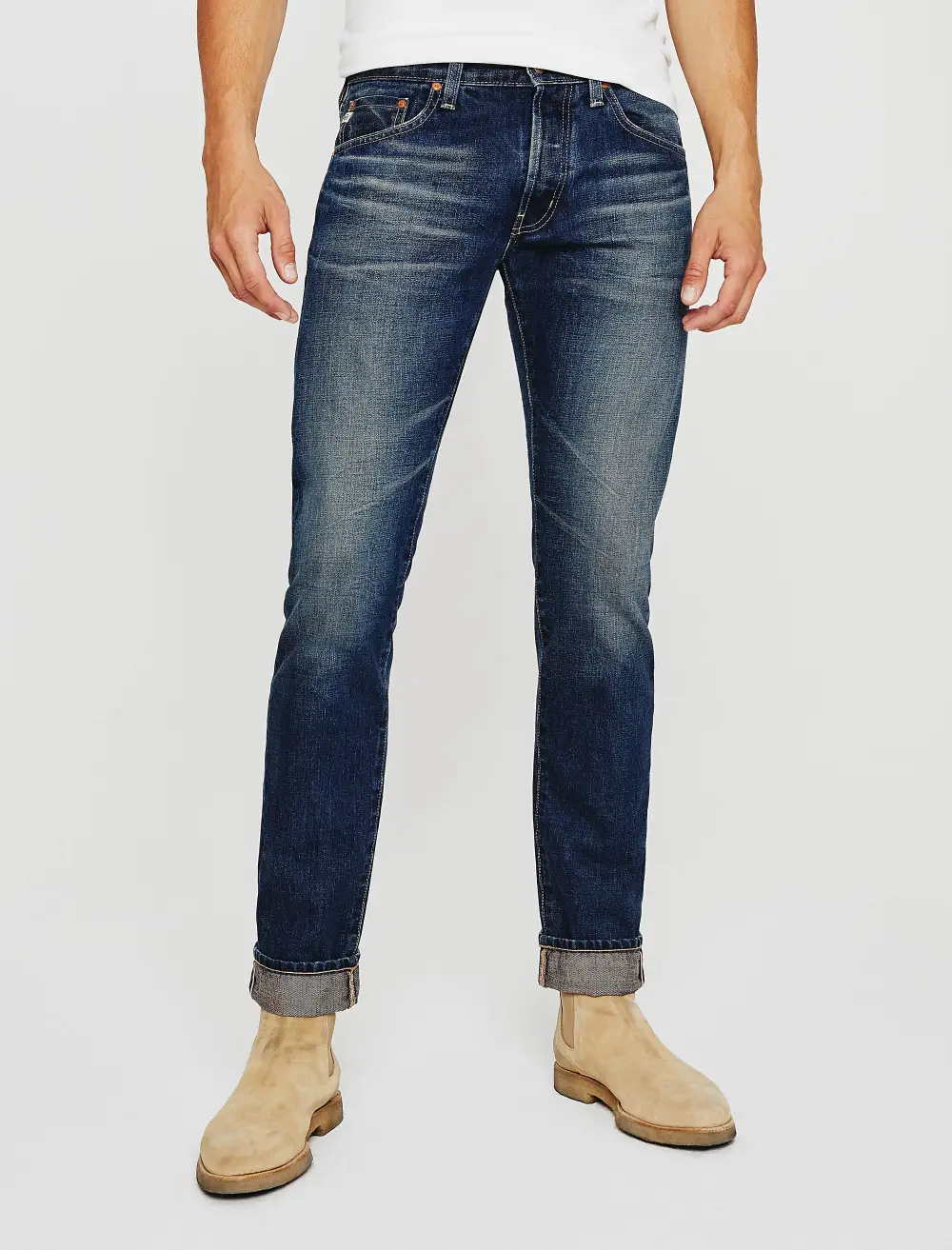 Men's Modern Slim Selvedge Cuffed Jeans