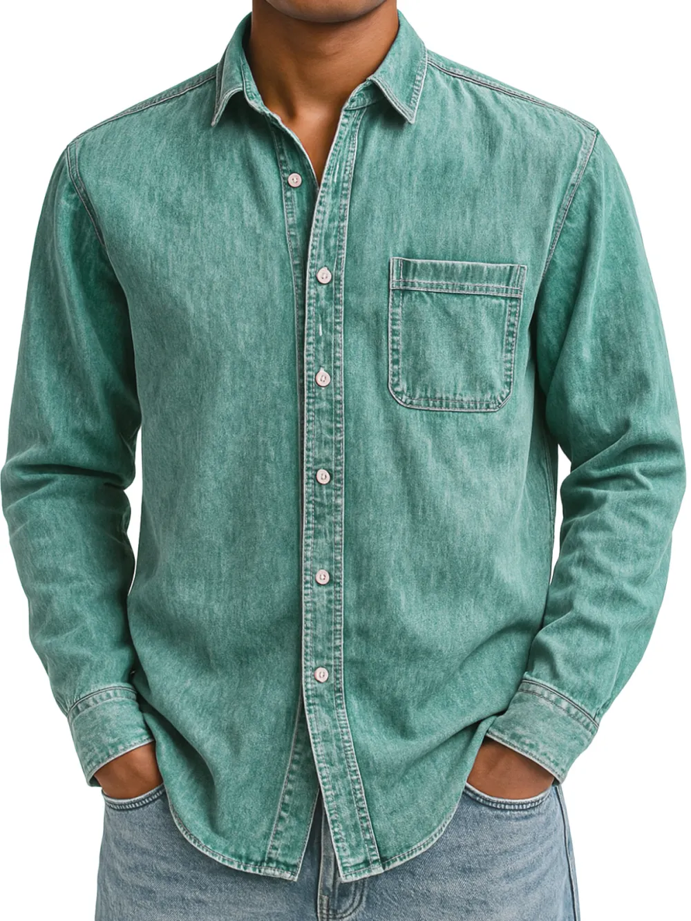 Relaxed Long Sleeve Open Collar Shirt