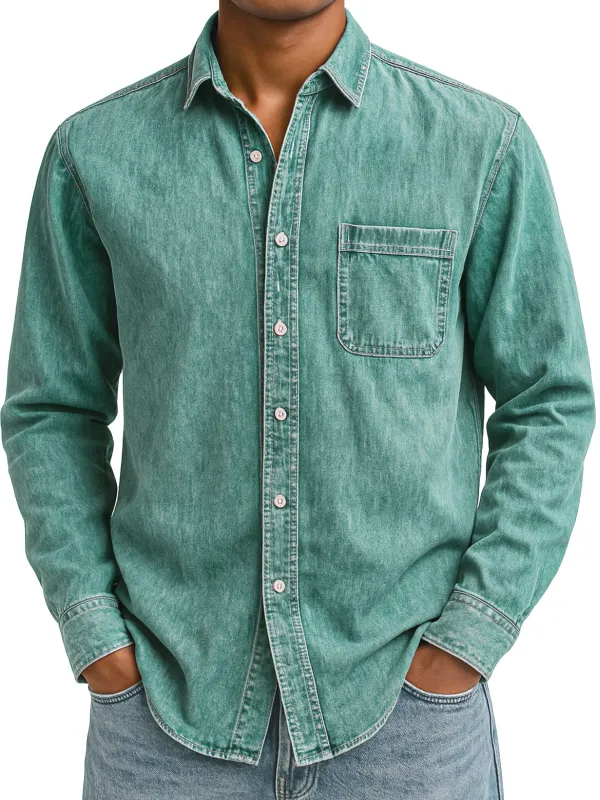 Relaxed Long Sleeve Open Collar Shirt