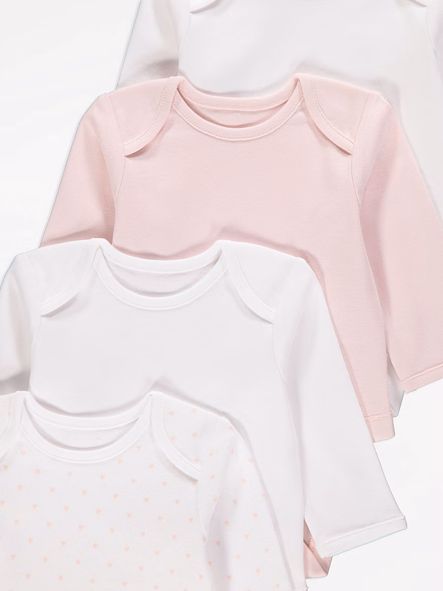 Pink Long Sleeve Bodysuits 5 Pack detail 1