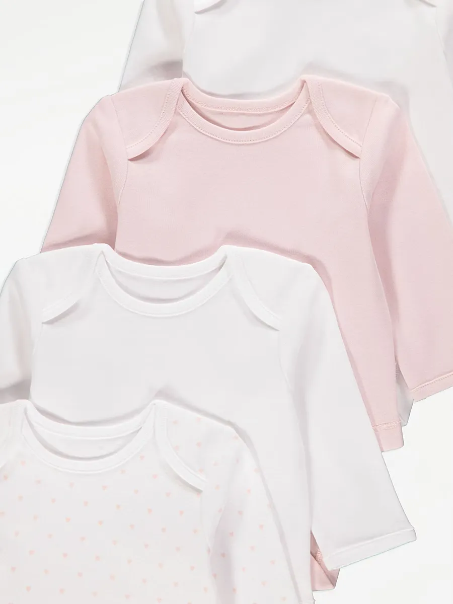 Pink Long Sleeve Bodysuits 5 Pack