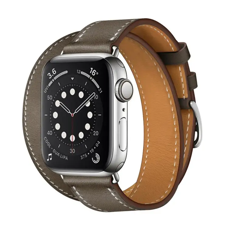 Leather Double-Loop Watch Band for Watch 3 / 2 / 1 Generation 38 mm - Gray