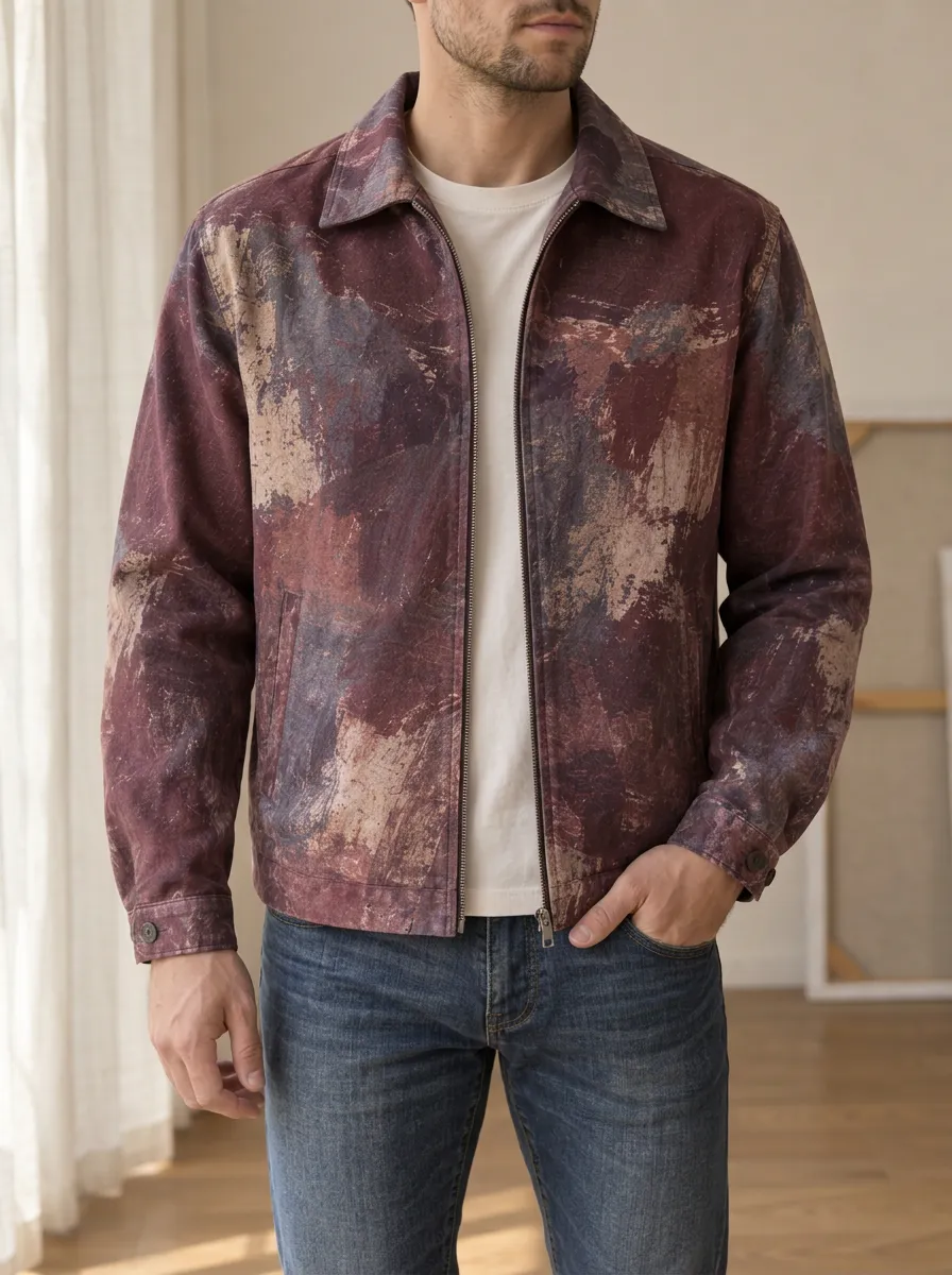 Men's Abstract Brushstroke Rugged Terrain Jacket