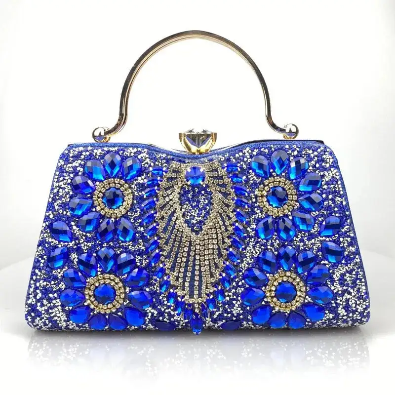 Royal Blue Crystal Evening Statement Clutch