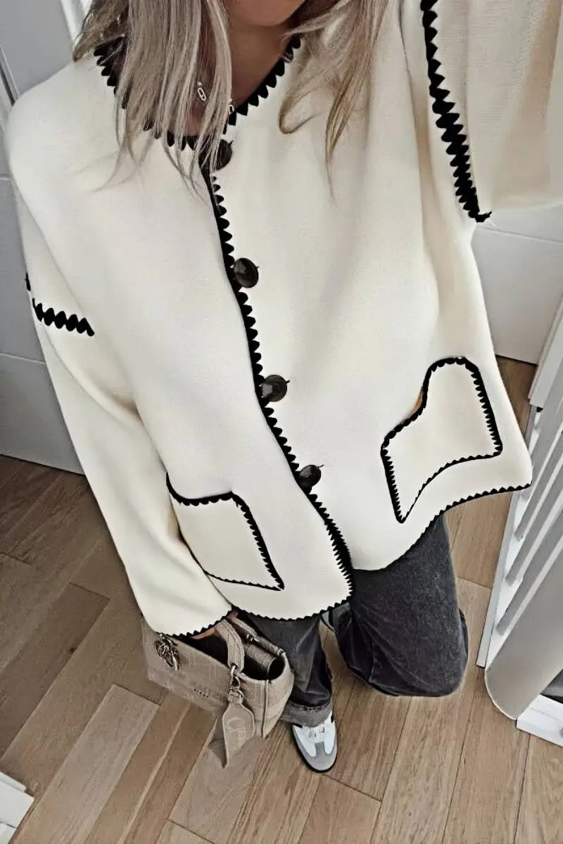 Relaxed V-Neck Long Jacket