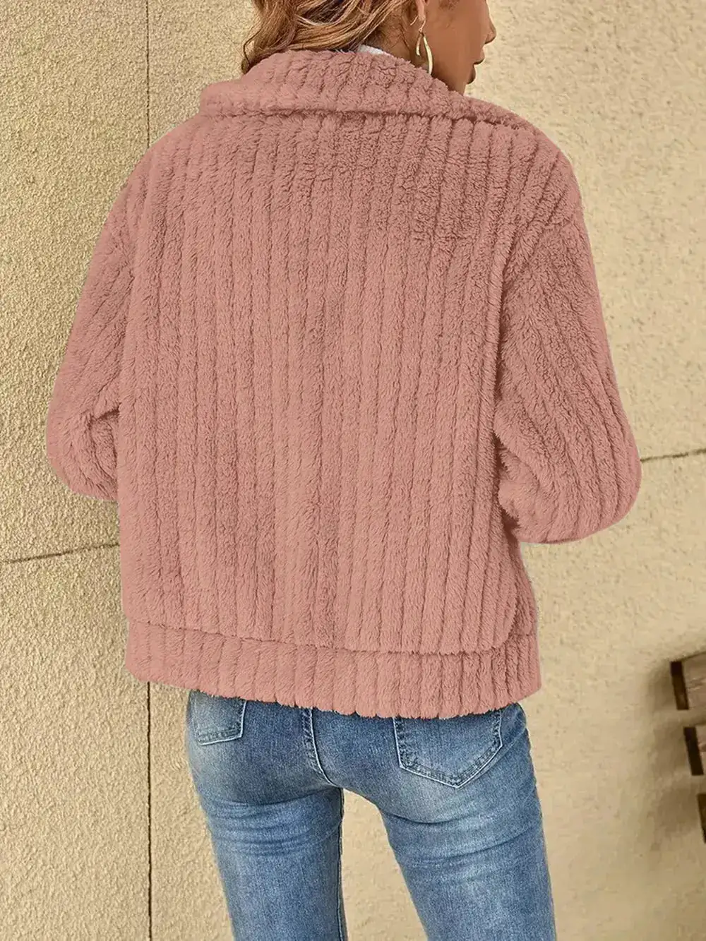 Plush Zip Front Casual Jacket