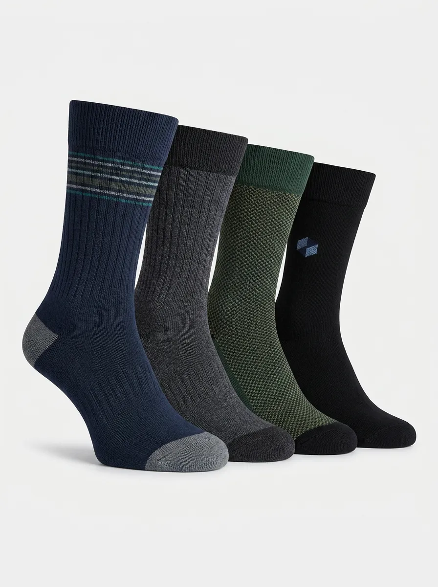 Men's Floral-Print Four Pair Socks