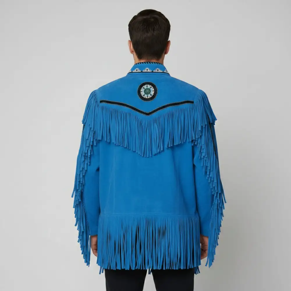 Suede Western Fringe Stand Collar Jacket