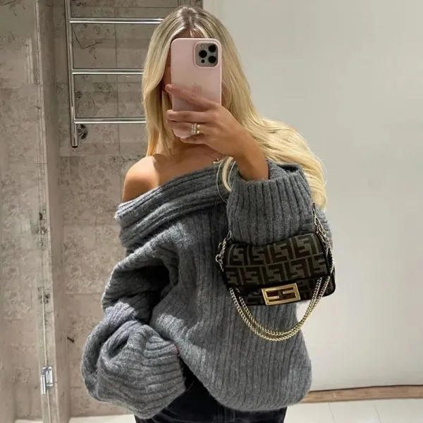 Off-Shoulder Knit Sweater