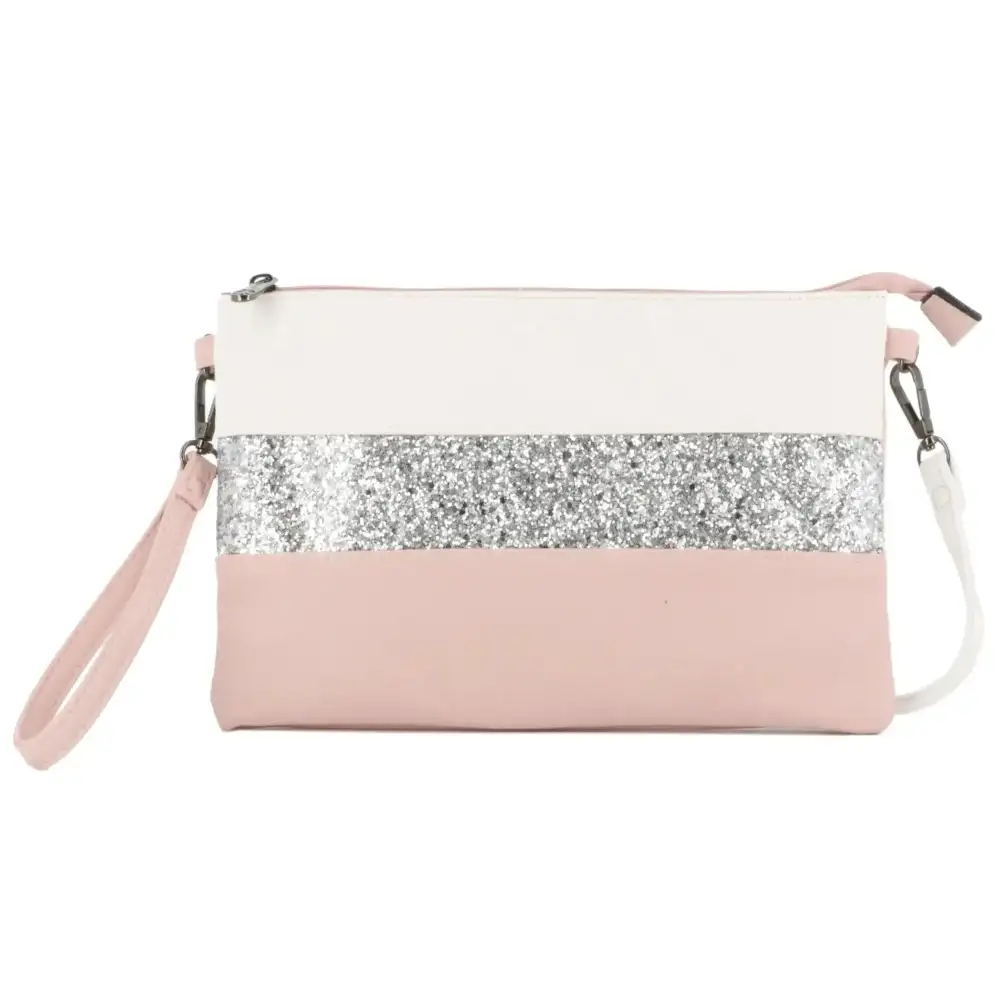 Faux Leather Compact Glitter Crossbody Bag