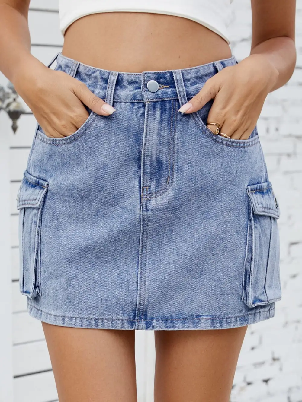 Denim Cargo Skirt