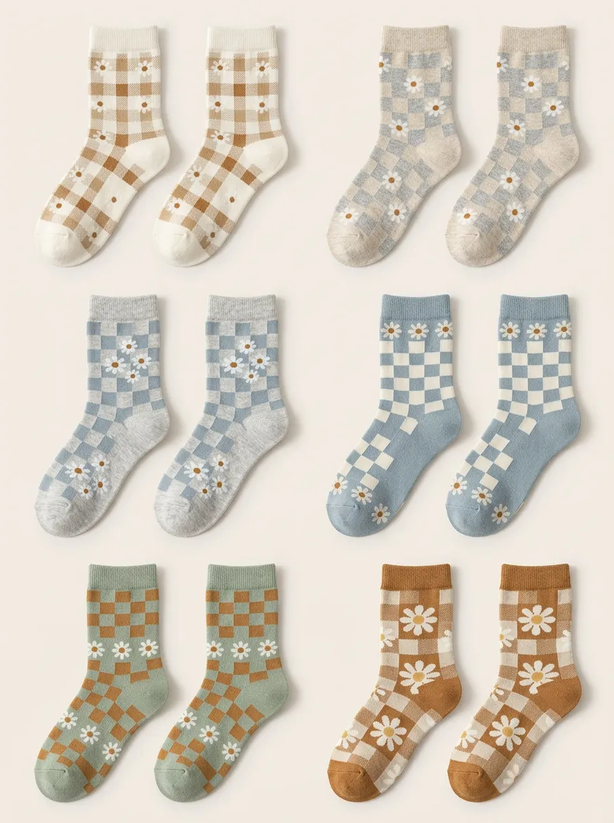 Women's Floral Ribbed Multi-Pack Crew Cat Socks