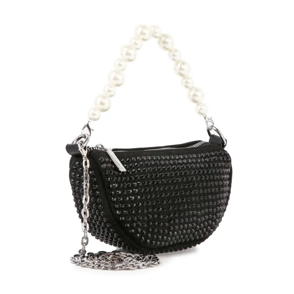 Modern Detail Crystal Accent Beaded Beaded Accent Faux Leather Evening Clutch Bag