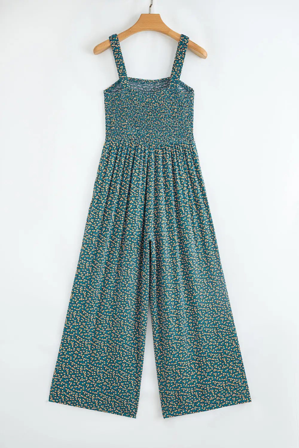 Floral Print Smocked High Waist Square Jumpsuit