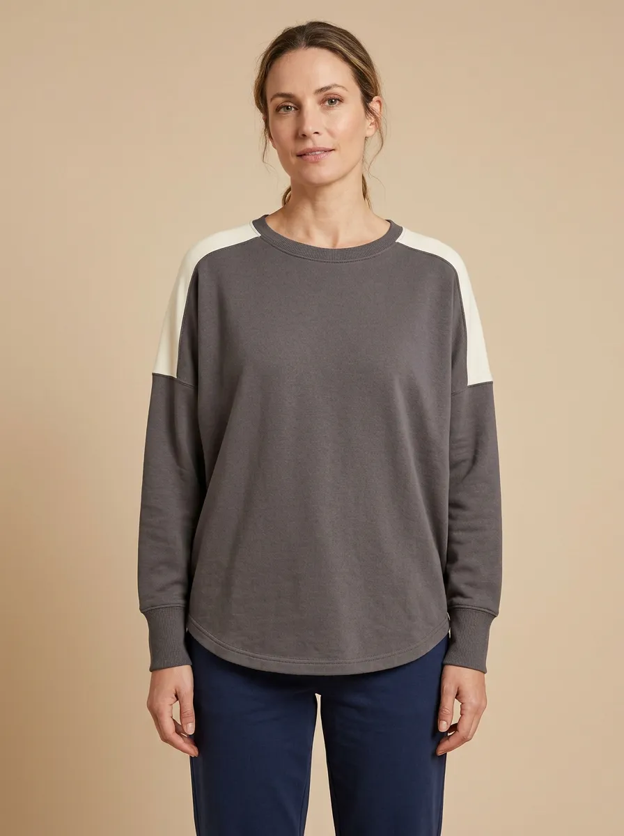 Women's Raglan Dropped-Shoulder Colorblock Crew-Neck Sweatshirt