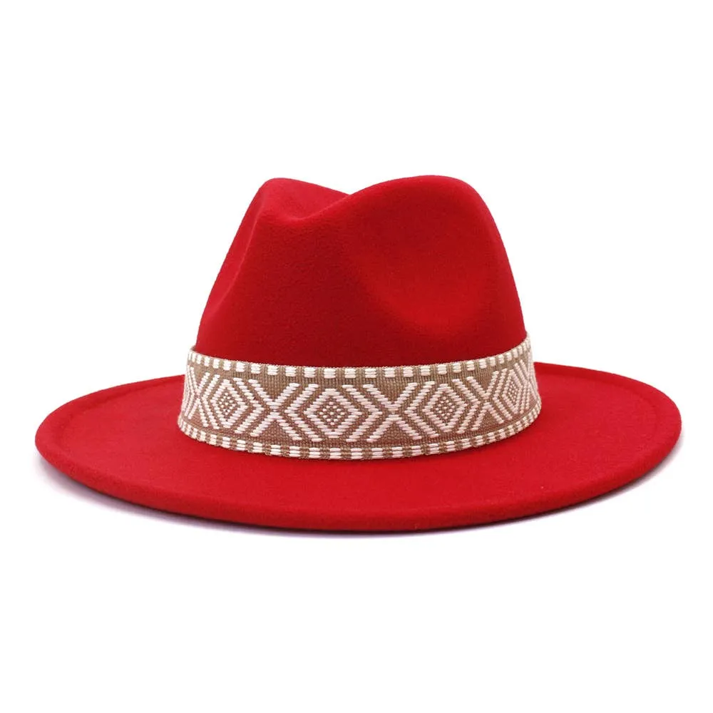 Belt Retro Flat Fedora Hat