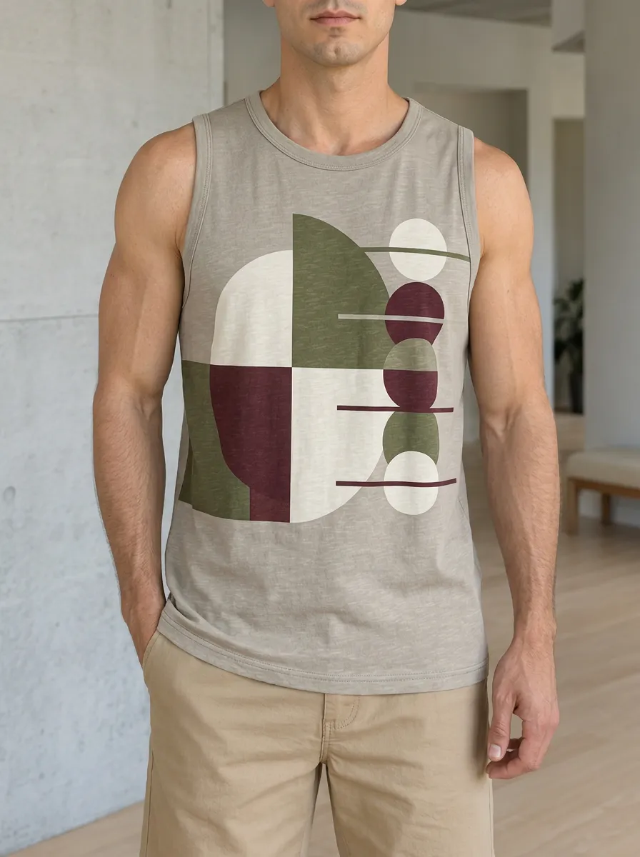 Men's Geometric Abstract Art Tank Top