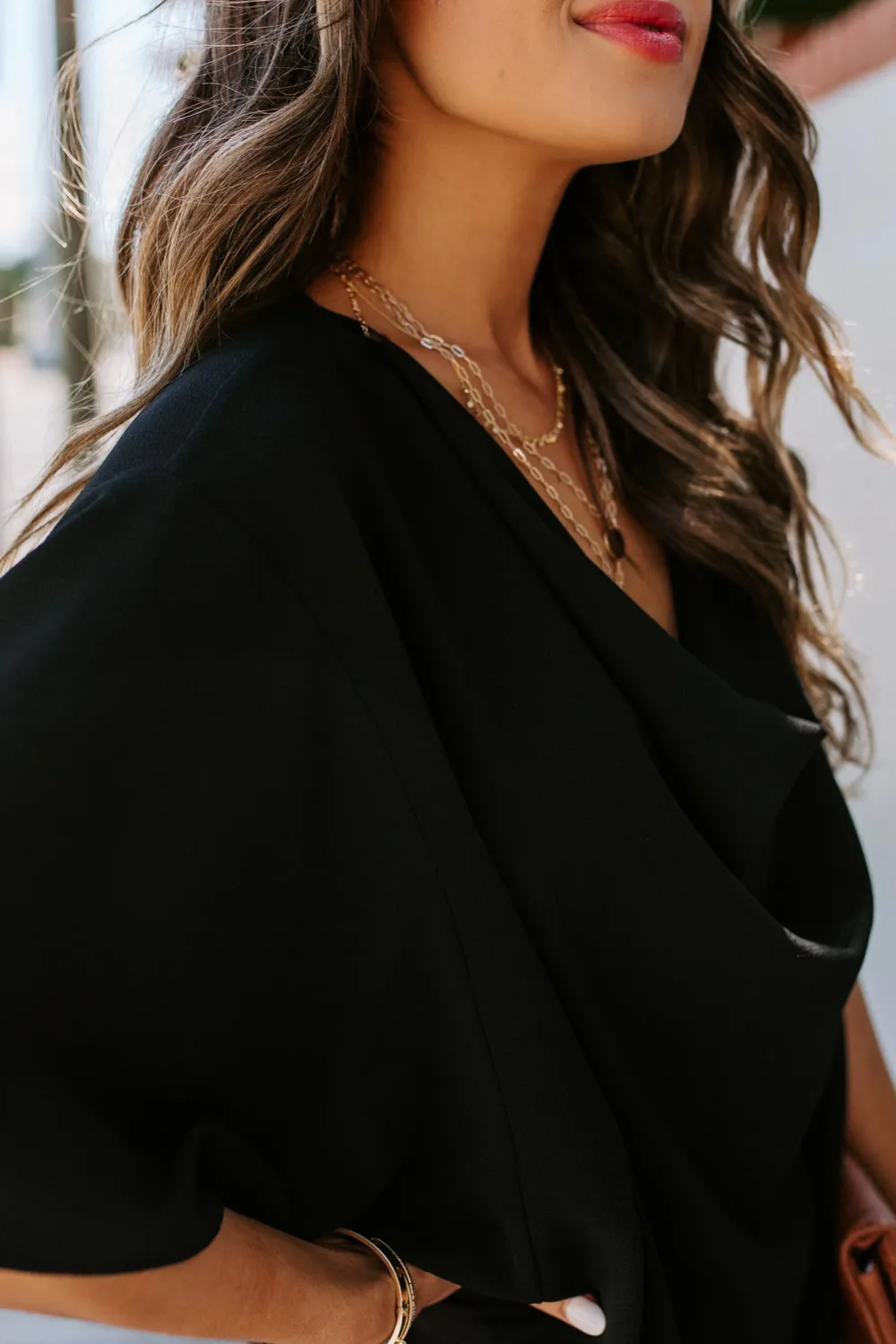 Black Draped Blouse