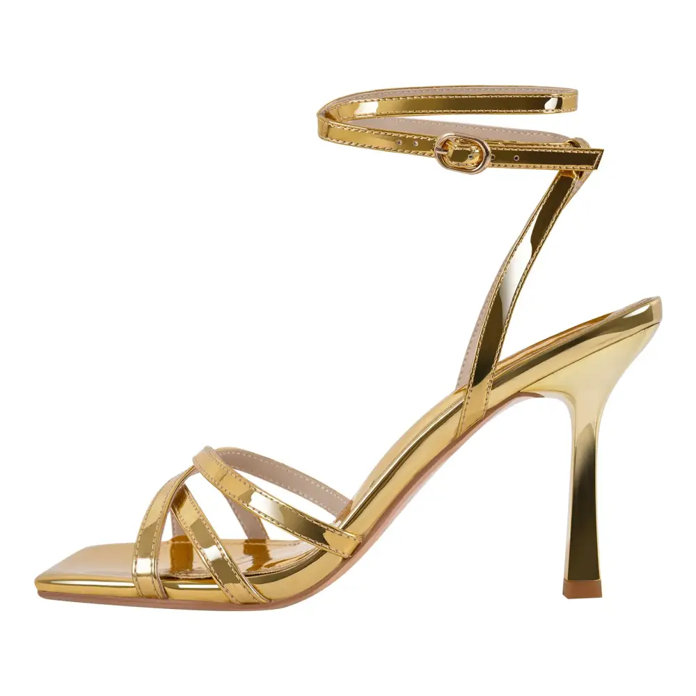 Square Toe Ankle Strap Stiletto Sandals