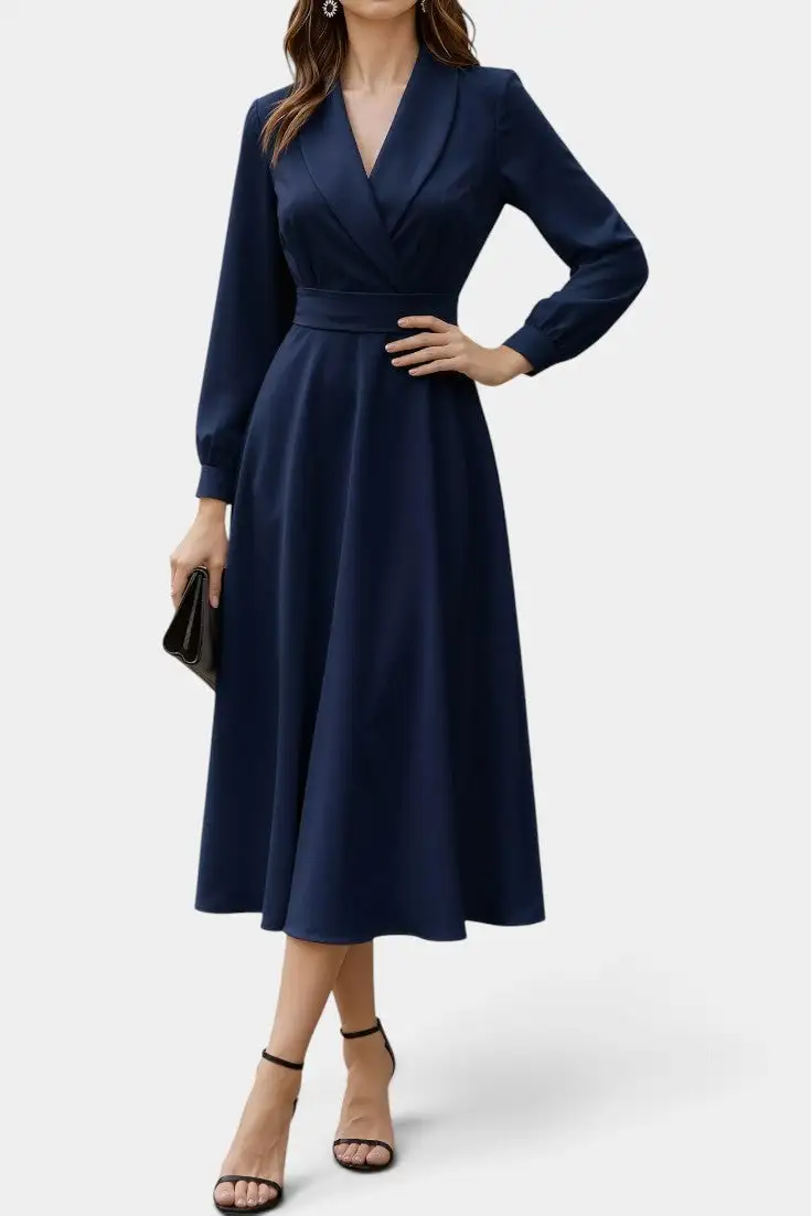 Satin Wrap Midi Dress