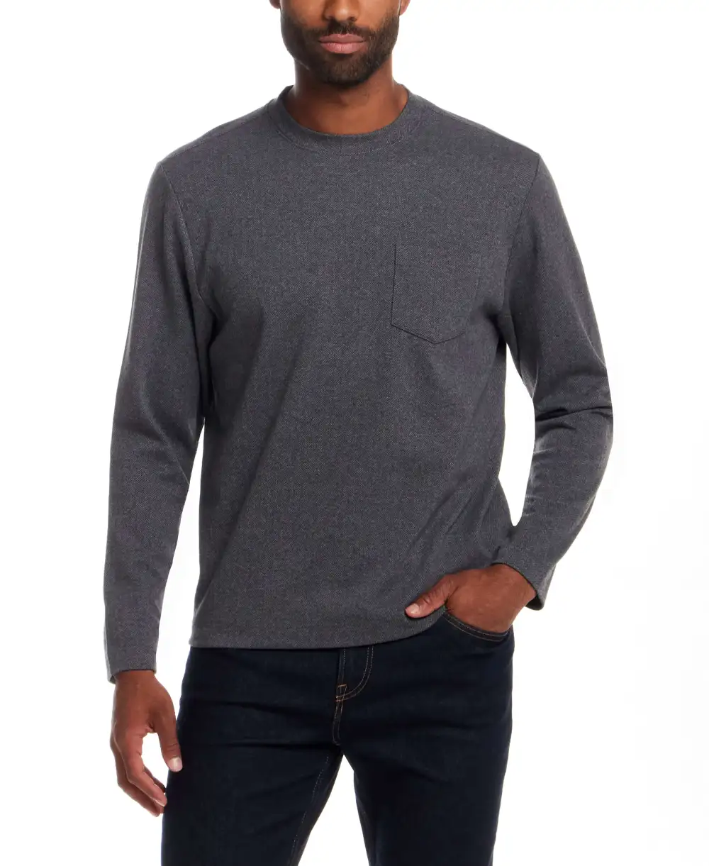 Men's Brushed Crewneck Herringbone T-Shirt