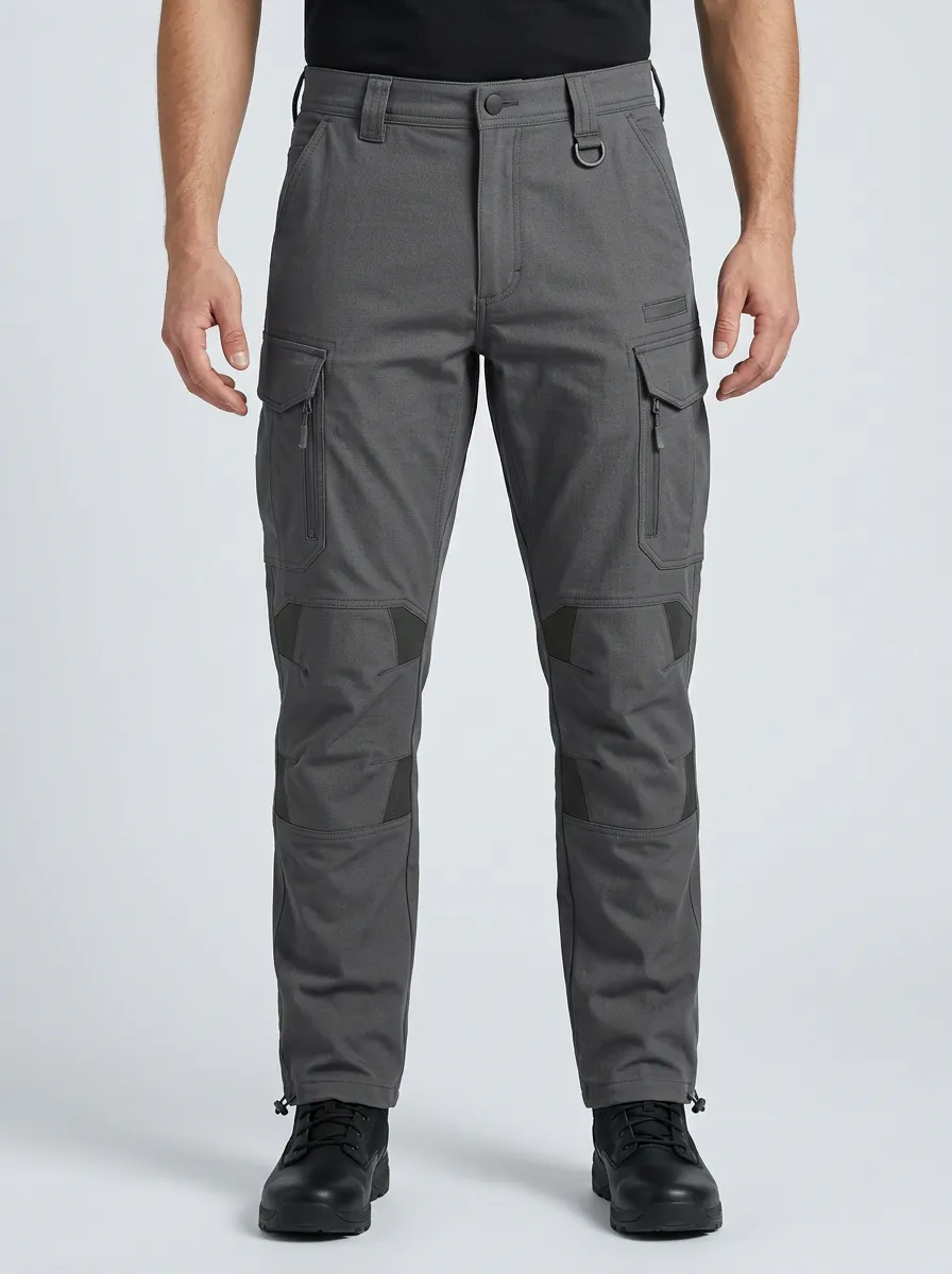 Men's Charcoal Grey Multi-Pocket Utility Cargo Pants