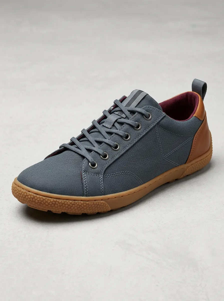 Men's Heel-Panel Gum-Sole Low-Top Canvas Sneakers