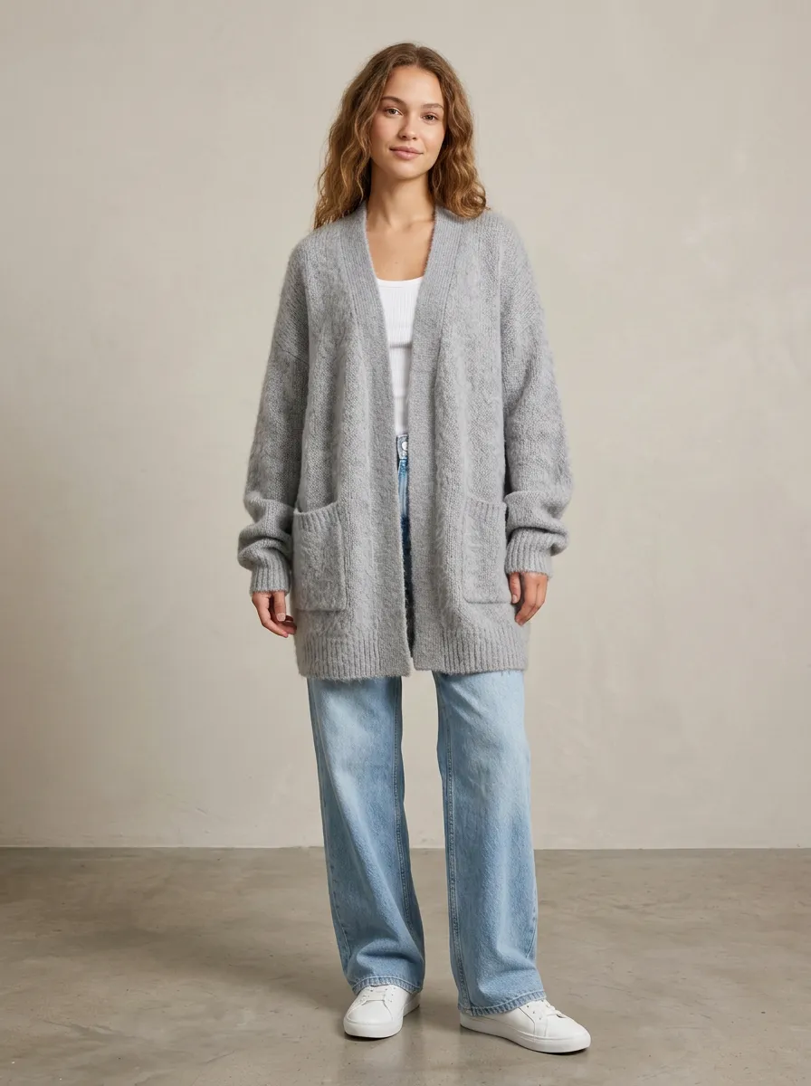 Women's Open-Front Knit Cardigan Ribbed-Knit