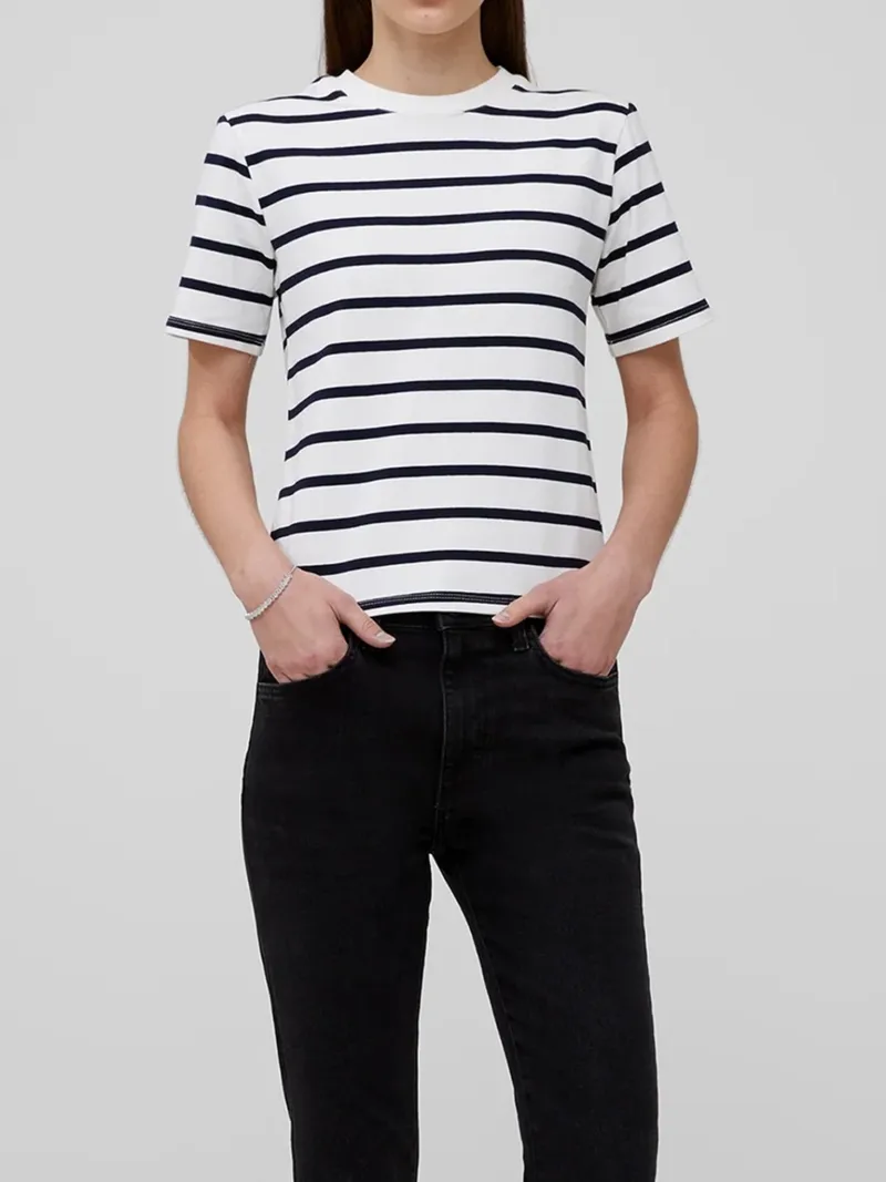 Classic Crew Neck Striped Cotton Top