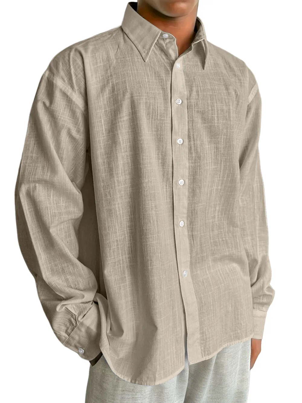 Relaxed Cotton Linen Long Sleeve Shirt