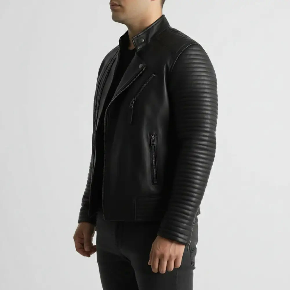 Refined Lambskin Biker Motorcycle Quilted Jacket