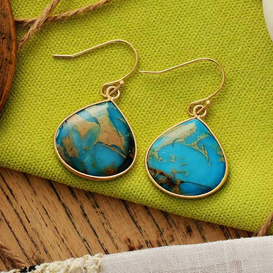 K Gold Plated Natural Stone Earrings
