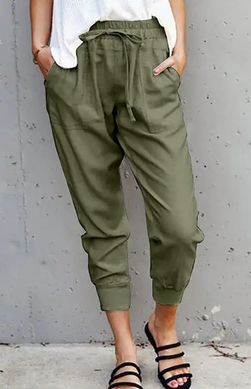 Lace Up Ninth Ankle Banded Pants