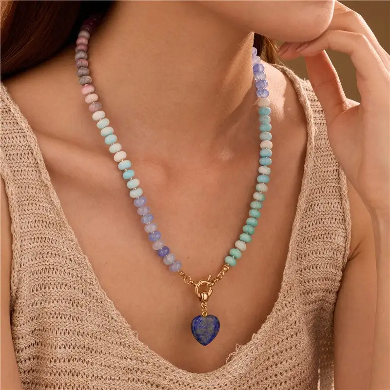 Mixed Stone Glass Necklace